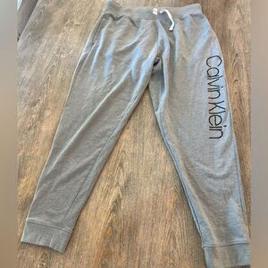 Calvin Klein Pants Womens MEDIUM Jogger High Rise Tapered Sleepwear Pull On Gray
